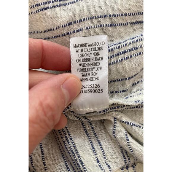 World Market Women's Size S Cream Blue Striped Floral Embroidered Peasant Top - Picture 7 of 7